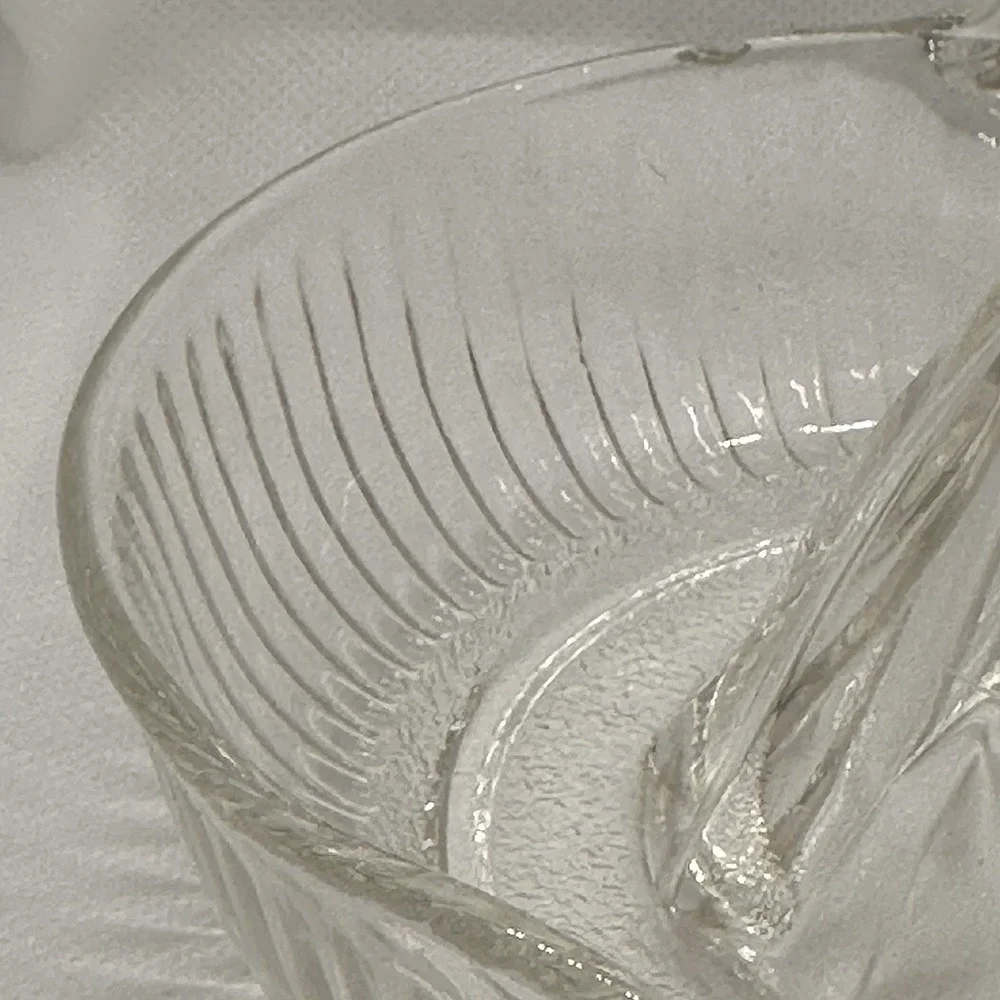 Vintage Ribbed Glass‎ Juicer w/ Textured Base, Thumb Tab Handle, & Pour Spout